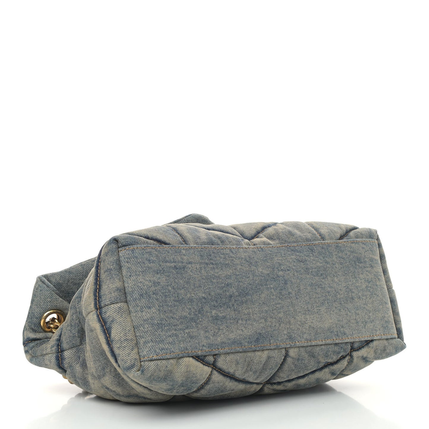 Denim Quilted Small Loulou Puffer Monogram Chain Satchel Blue Cinnamon