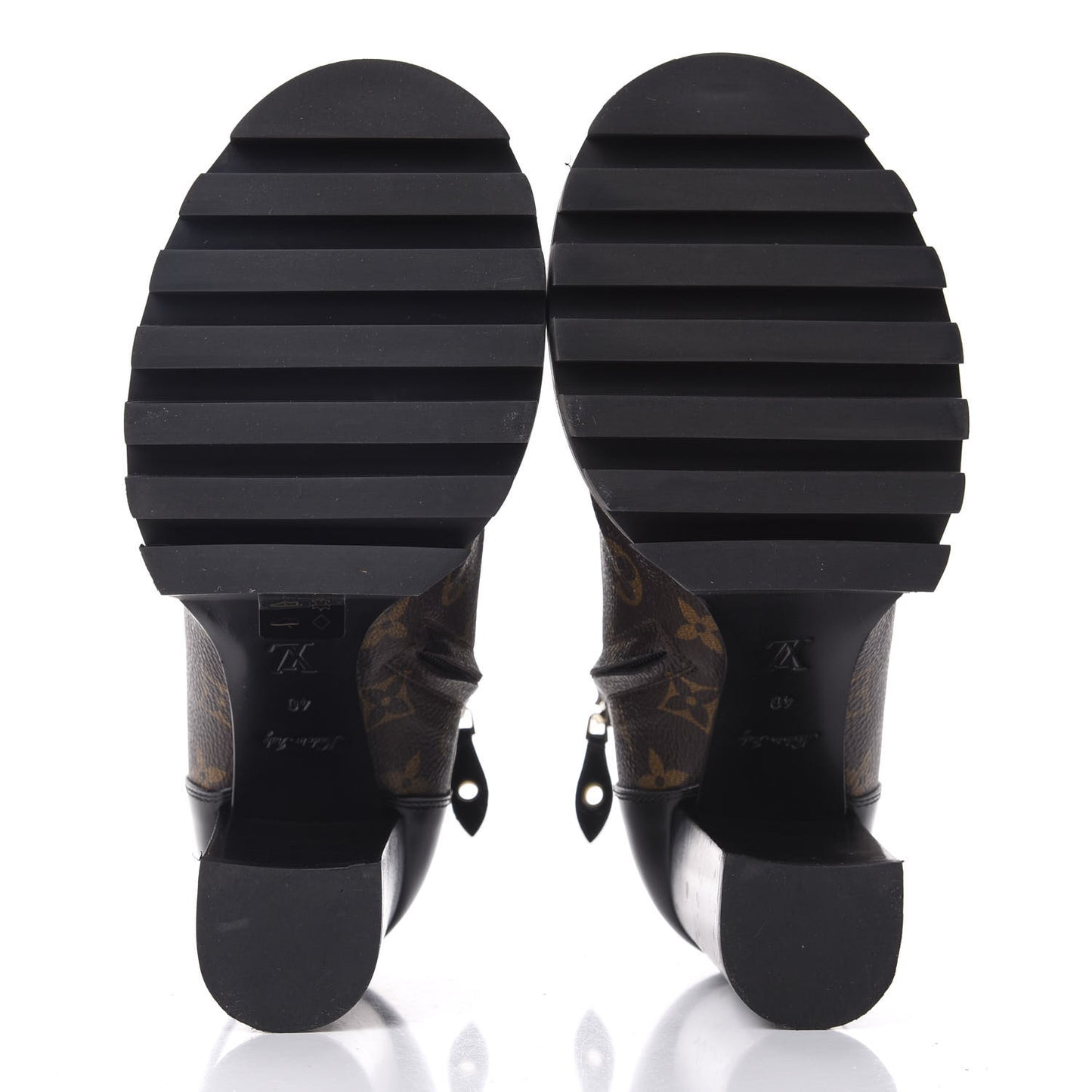 Patent Calfskin Monogram Star Trail Ankle Boots 40 Black