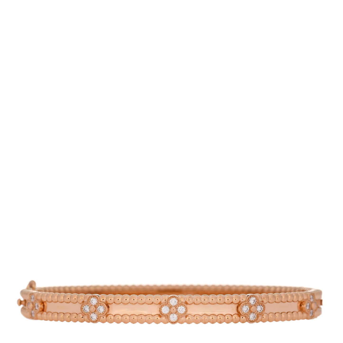 18K Rose Gold Diamond Perlee Sweet Clovers Bracelet M