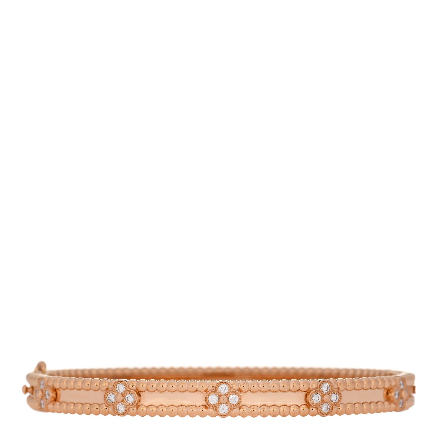 Van Cleef & Arpels 18K Rose Gold Diamond Perlee Sweet Clovers Bracelet M 1 of 4
