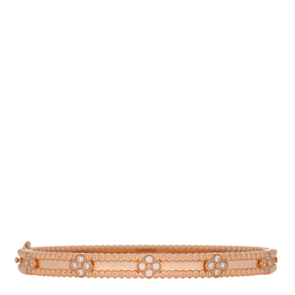 Van Cleef & Arpels 18K Rose Gold Diamond Perlee Sweet Clovers Bracelet M 1 of 4