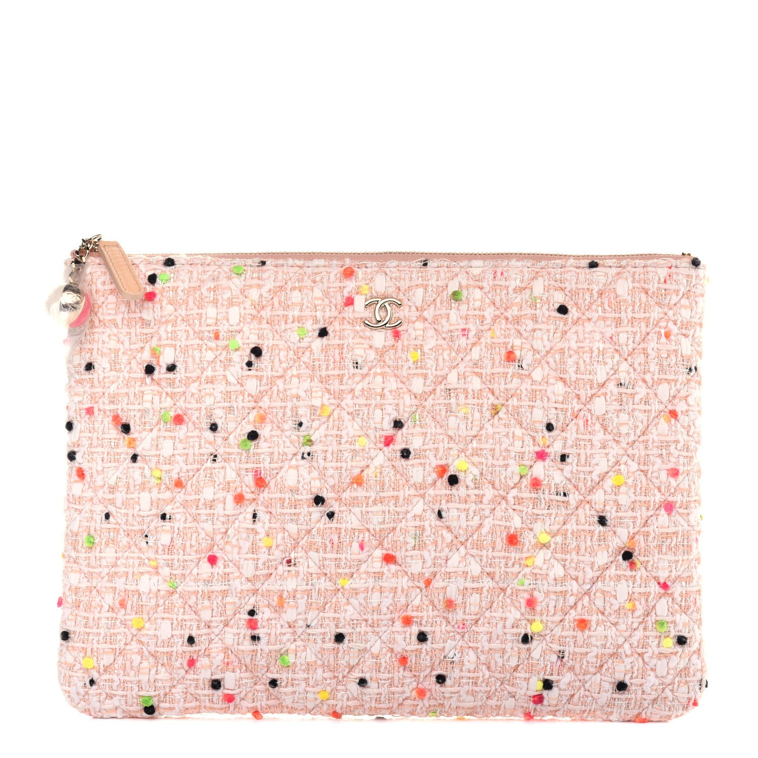 Chanel Tweed Candy Cotton Quilted Medium Cosmetic Pouch Multicolor 1 of 12