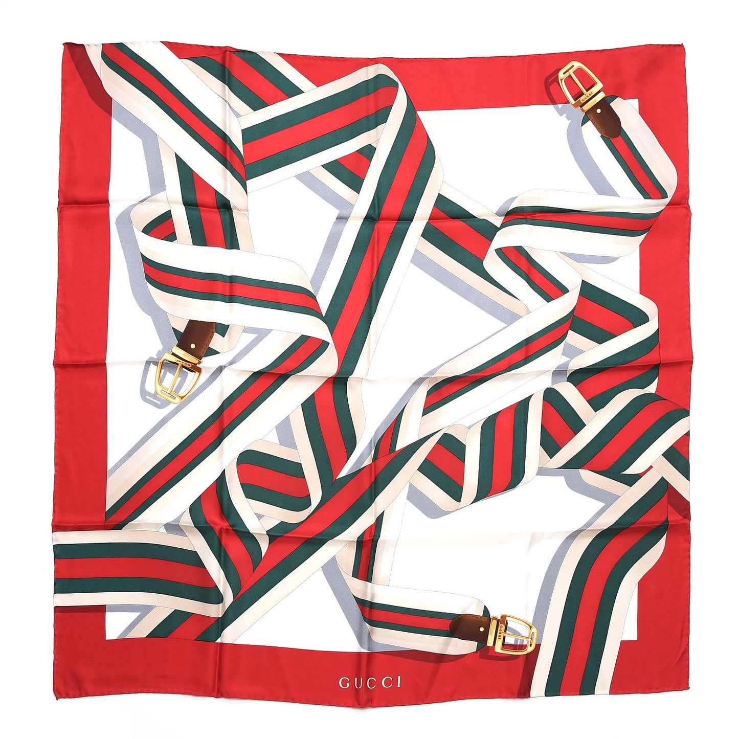 Silk Web Scarf Red Green
