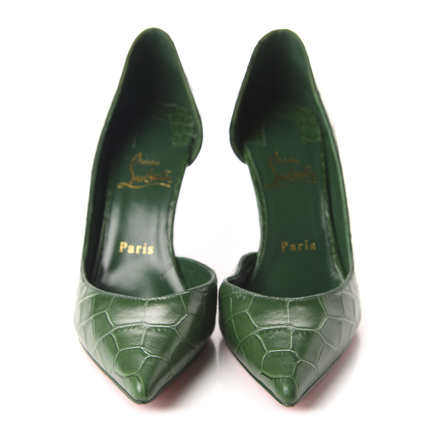 Crocodile Embossed Calfskin Iriza 100 Pumps 36.5 Green