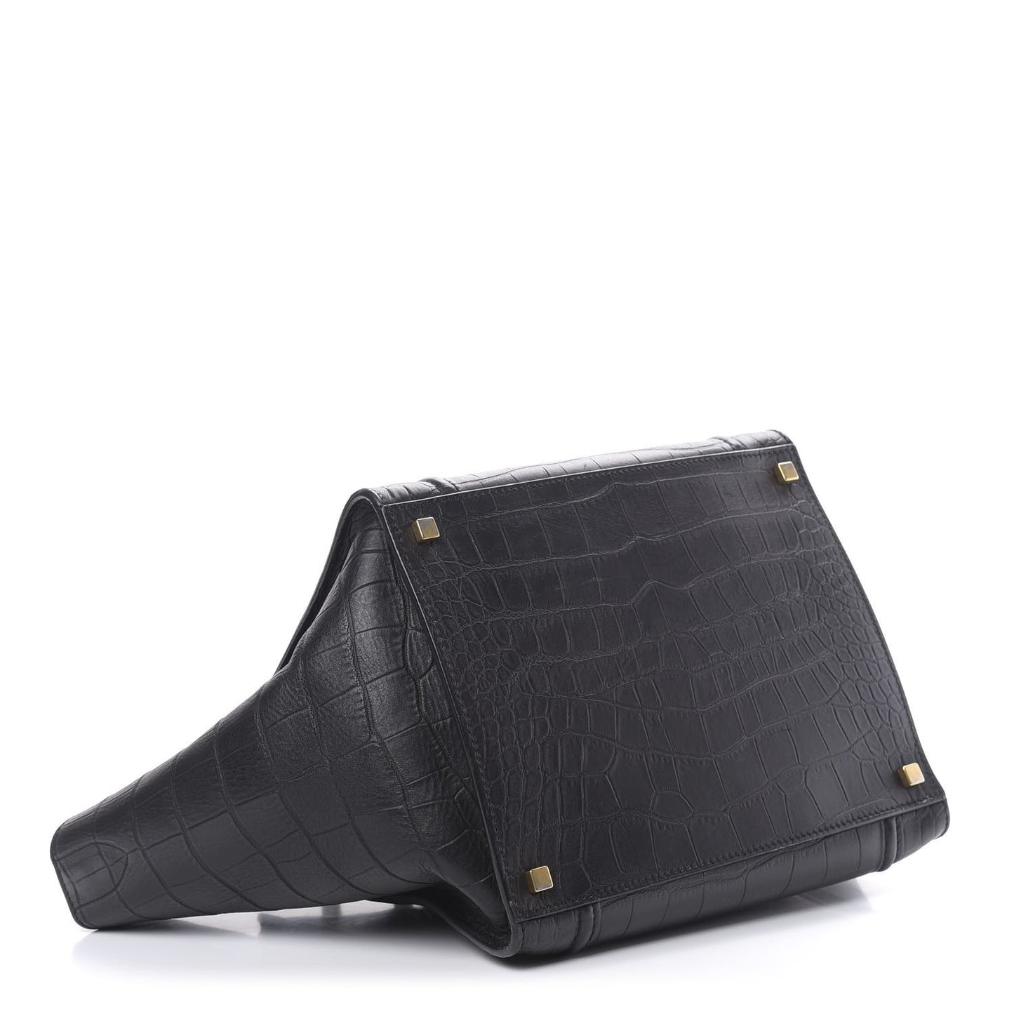 Crocodile Embossed Calfskin Medium Phantom Luggage Black