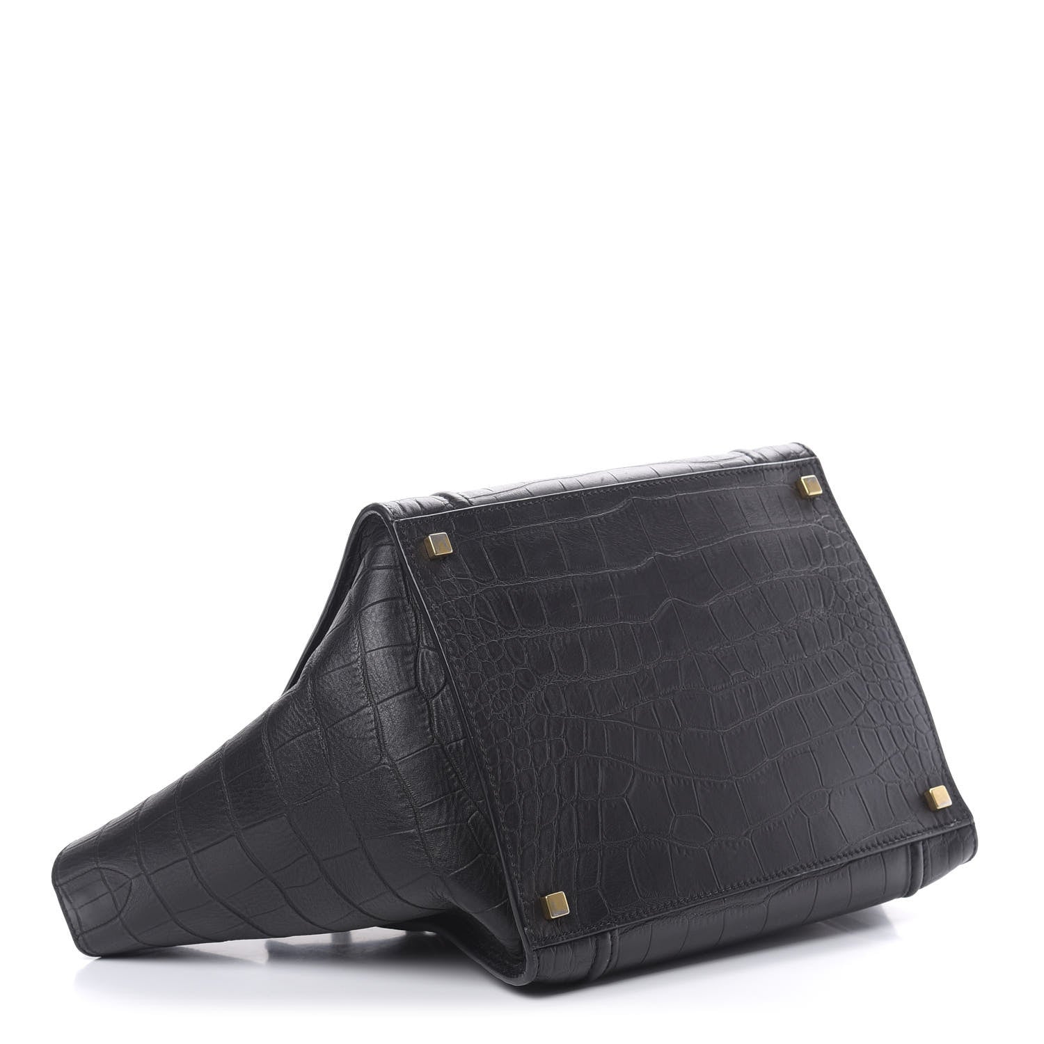 Celine Crocodile Embossed Calfskin Medium Phantom Luggage Black 5 of 16