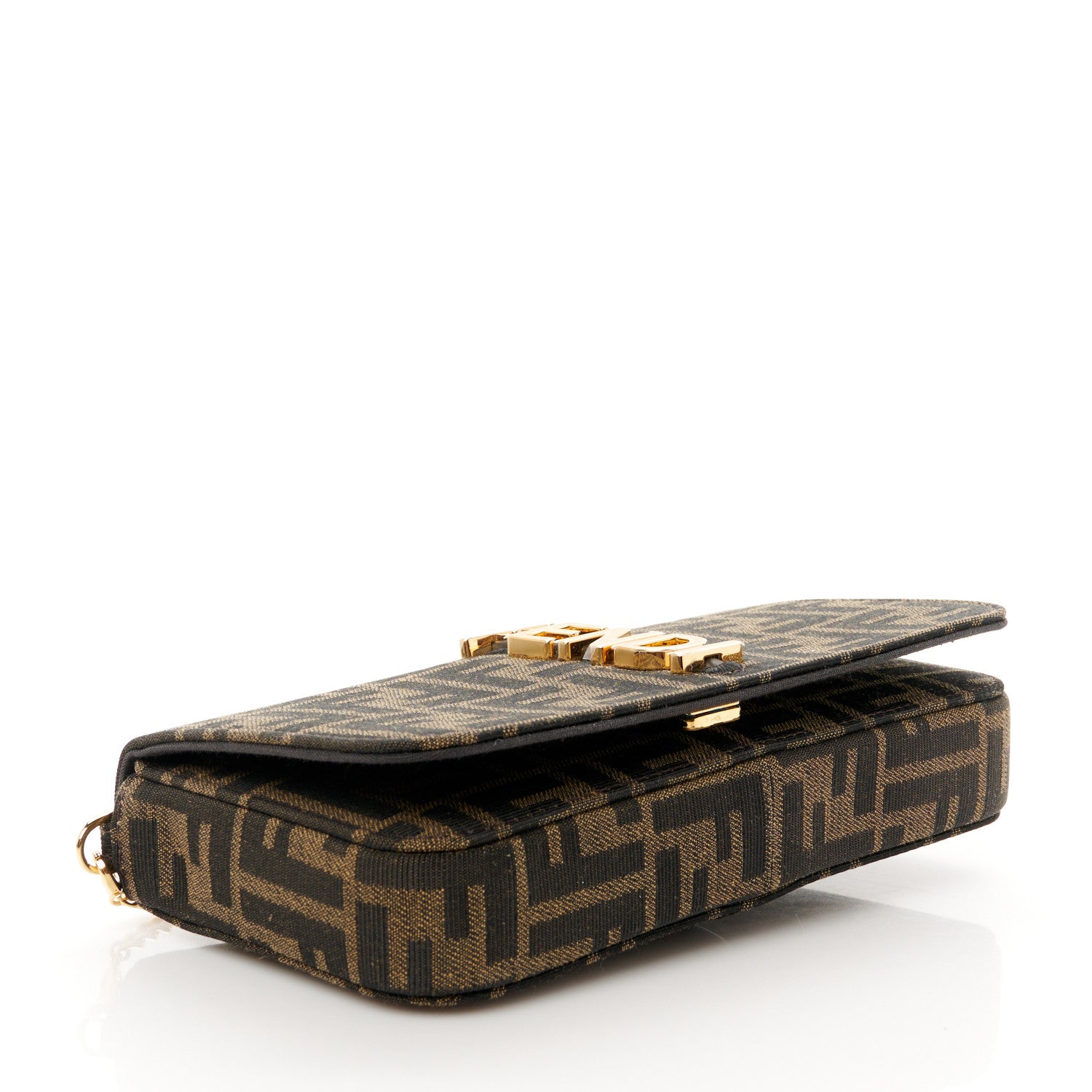 Fendi Fabric Jacquard Vitello Grace FF 1974 Fendigraphy Wallet On Chain Tobacco Moro Ebano 5 of 15