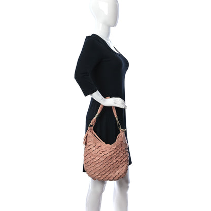 Saint Laurent Calfskin Scalloped Hobo Old Rose 2 of 12