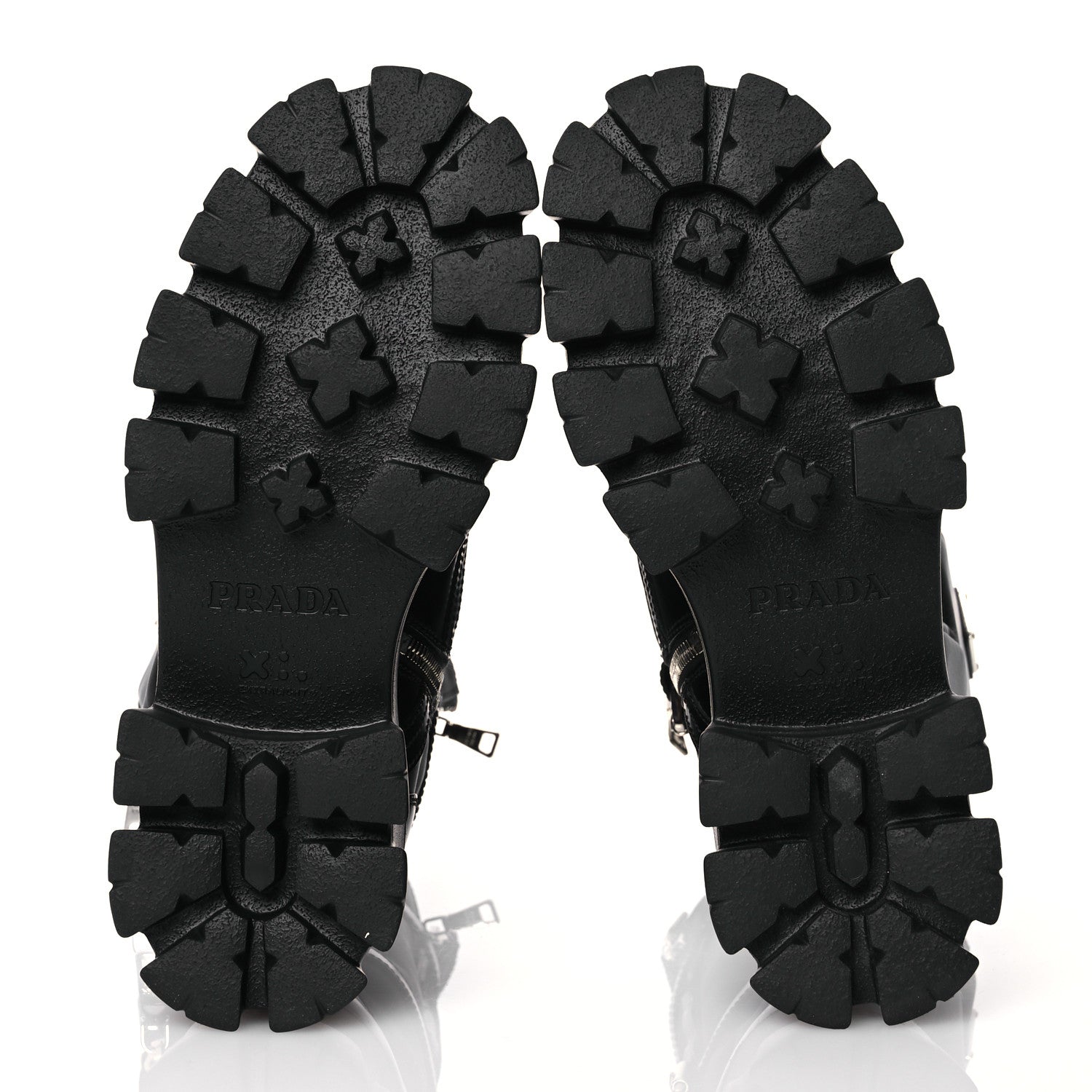 Prada Spazzolato Rois Re-Nylon Metal Triangle Logo Monolith Pouch Pocket 55mm Tall Combat Boots 39 Black 6 of 14