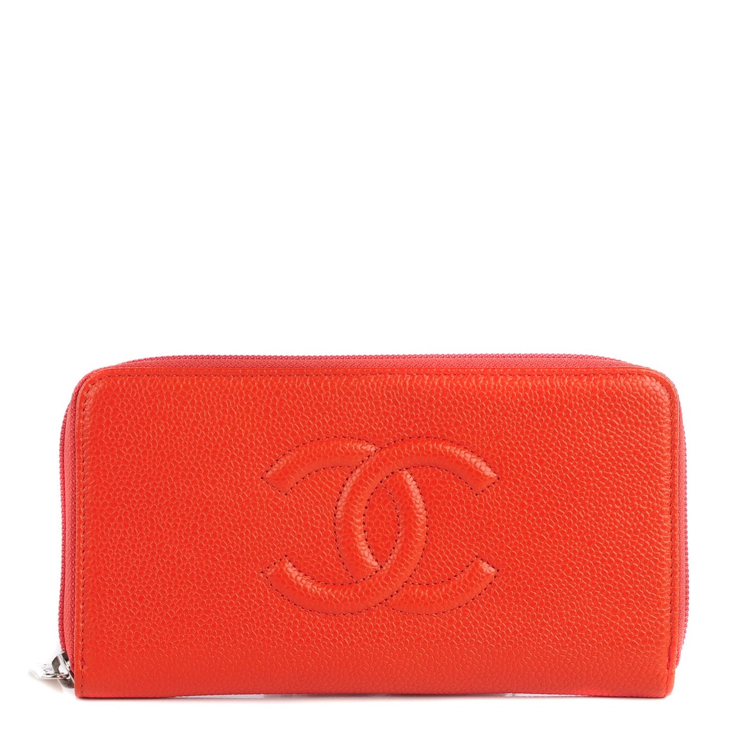 Caviar Large Timeless CC Zipped Wallet Orange