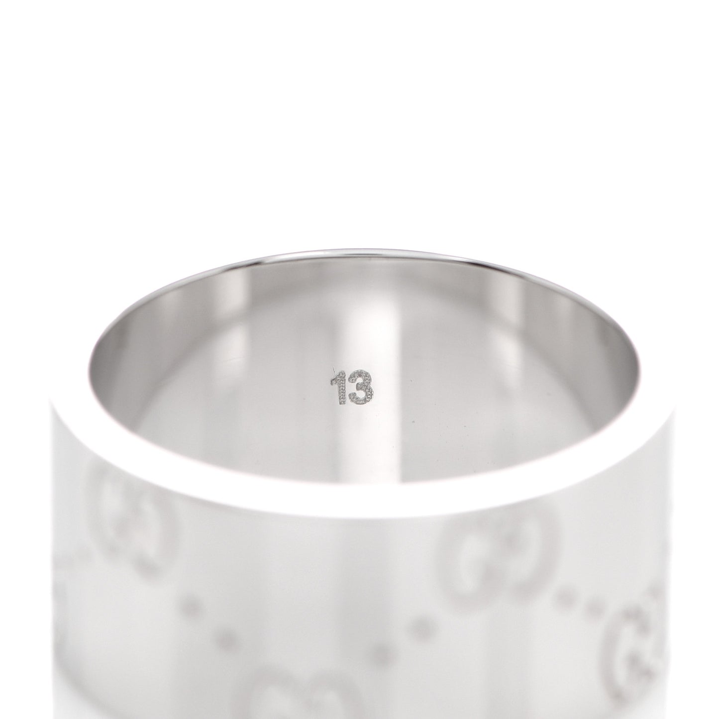 18K White Gold 9mm Icon Band Ring 53 6.25