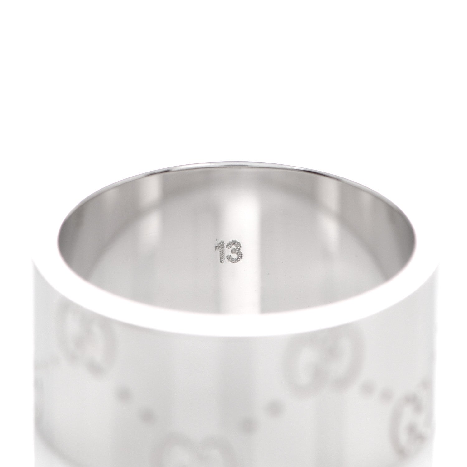 Gucci 18K White Gold 9mm Icon Band Ring 53 6.25 6 of 8