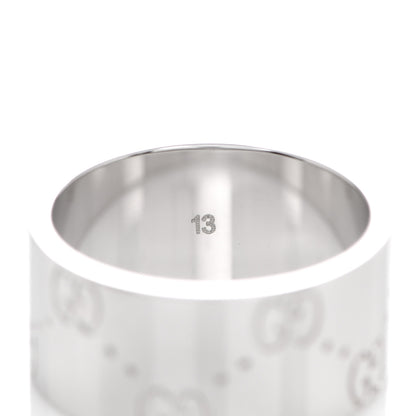 Gucci 18K White Gold 9mm Icon Band Ring 53 6.25 6 of 8