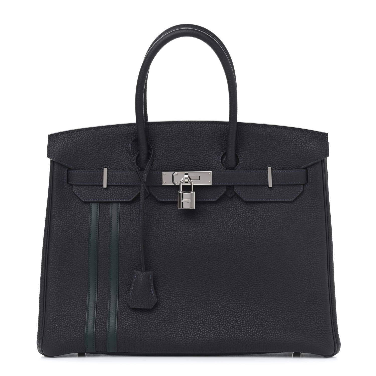 Hermes Togo Swift Officier Birkin 35 Bleu Nuit Vert Cypress 1 of 13
