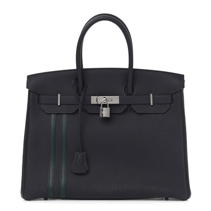 Hermes Togo Swift Officier Birkin 35 Bleu Nuit Vert Cypress 1 of 13