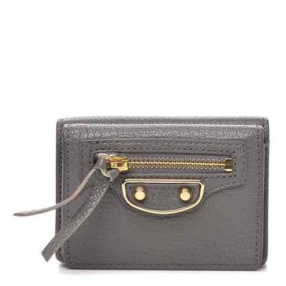 Balenciaga Chevre Gold Hardware Metallic Edge Card Case Gris Acier 1 of 8