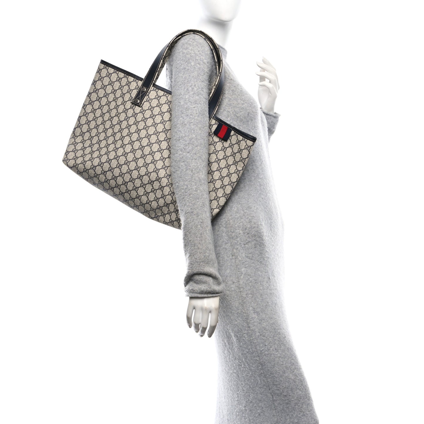 GG Plus Monogram Medium Signature Web Loop Tote Navy