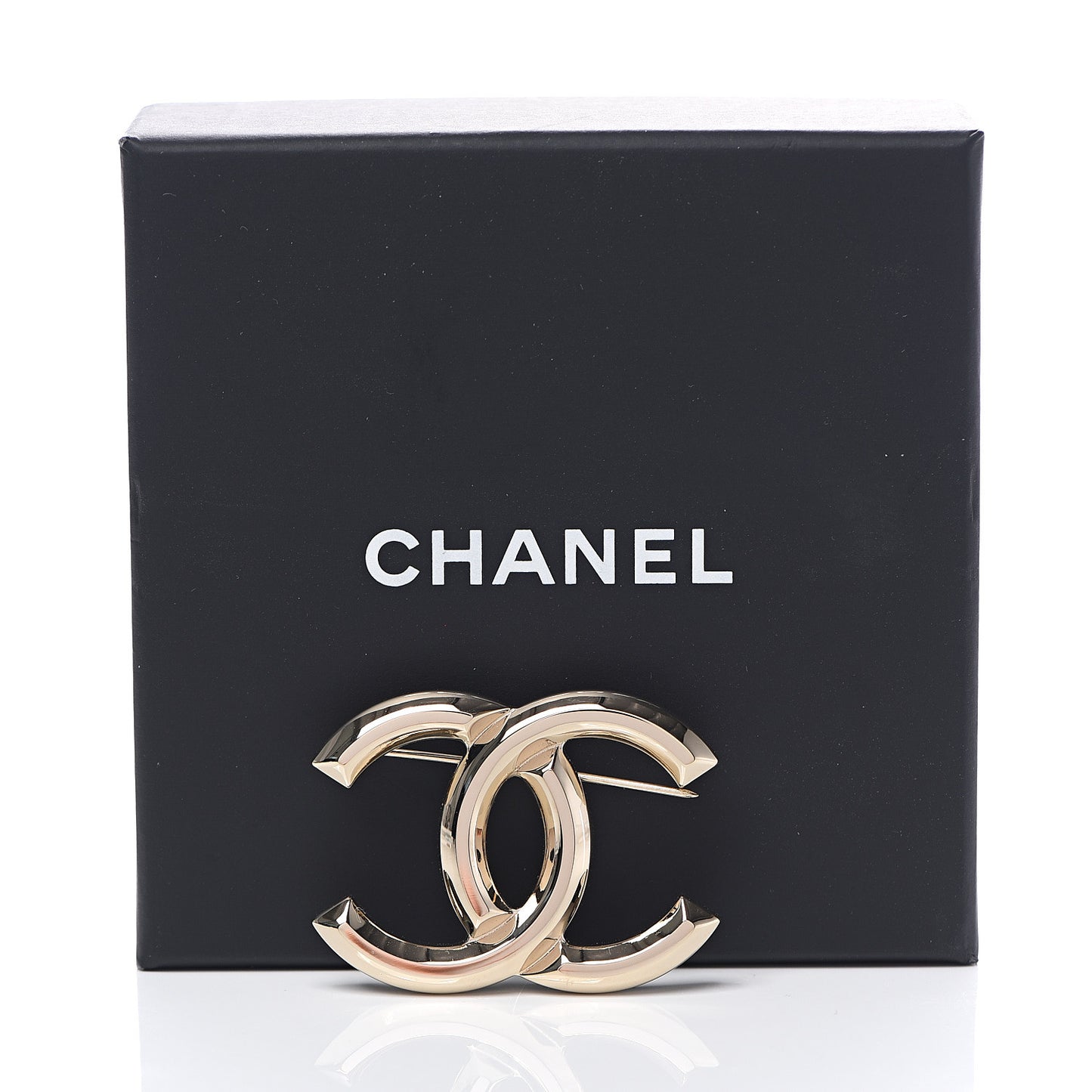 Metal CC Brooch Light Gold