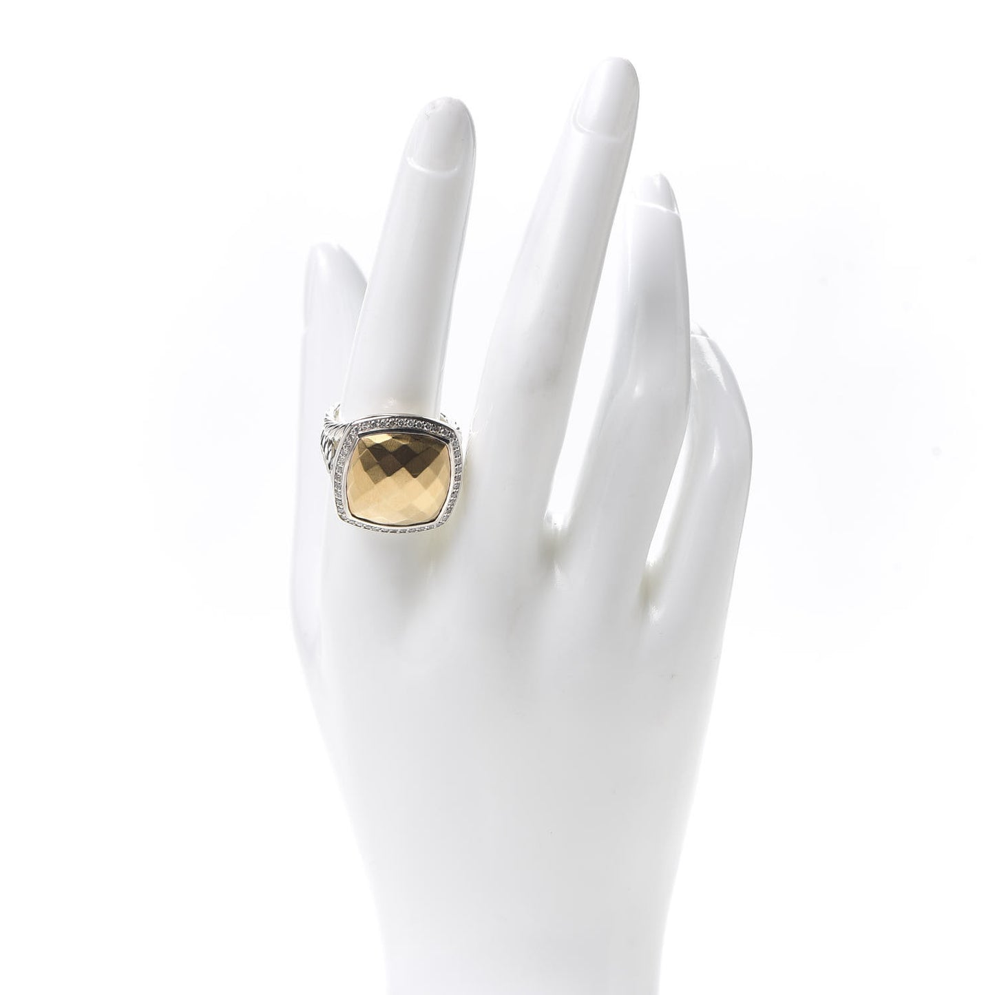 Sterling Silver 18K Yellow Gold Diamond 17mm Albion Ring 58 8.5