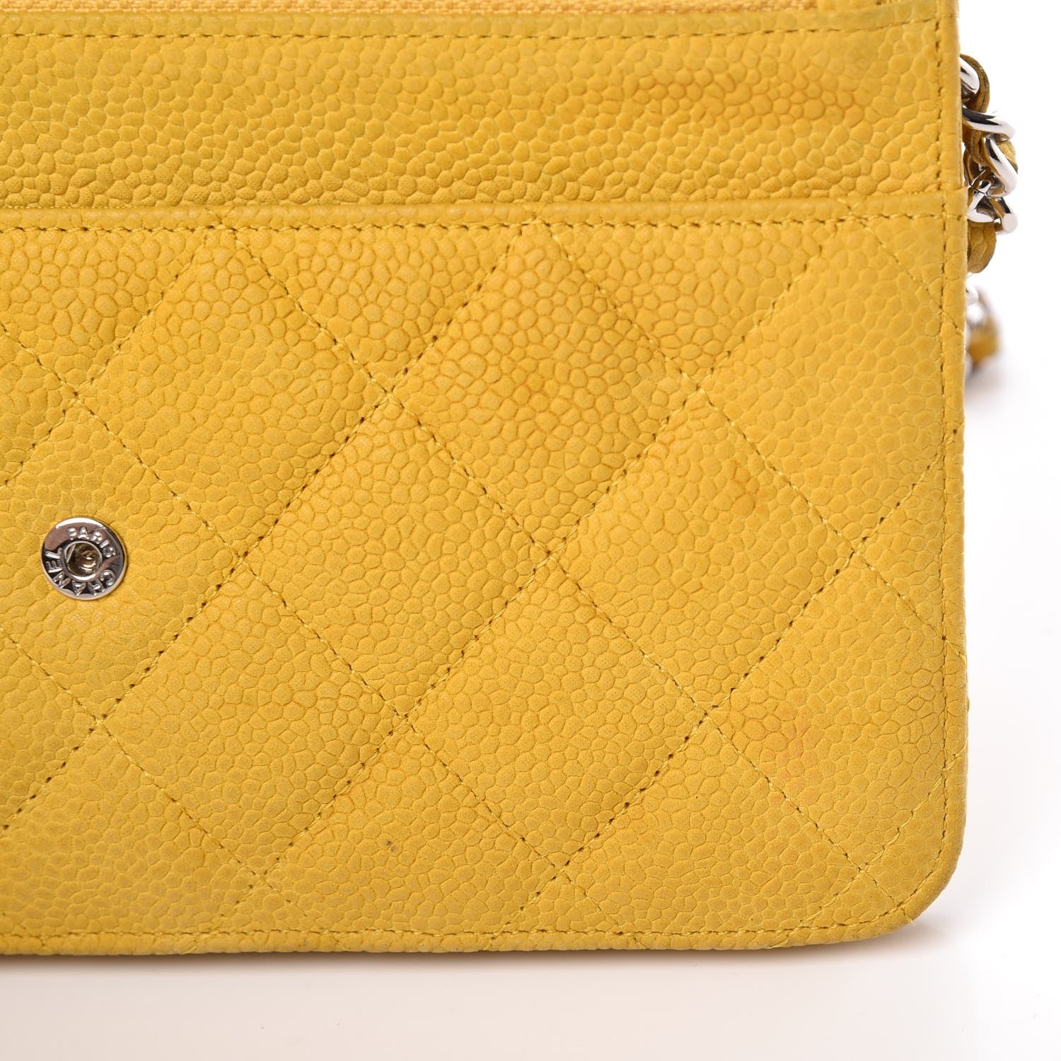 Chanel Iridescent Caviar Quilted Wallet on Chain WOC Yellow 12 of 16
