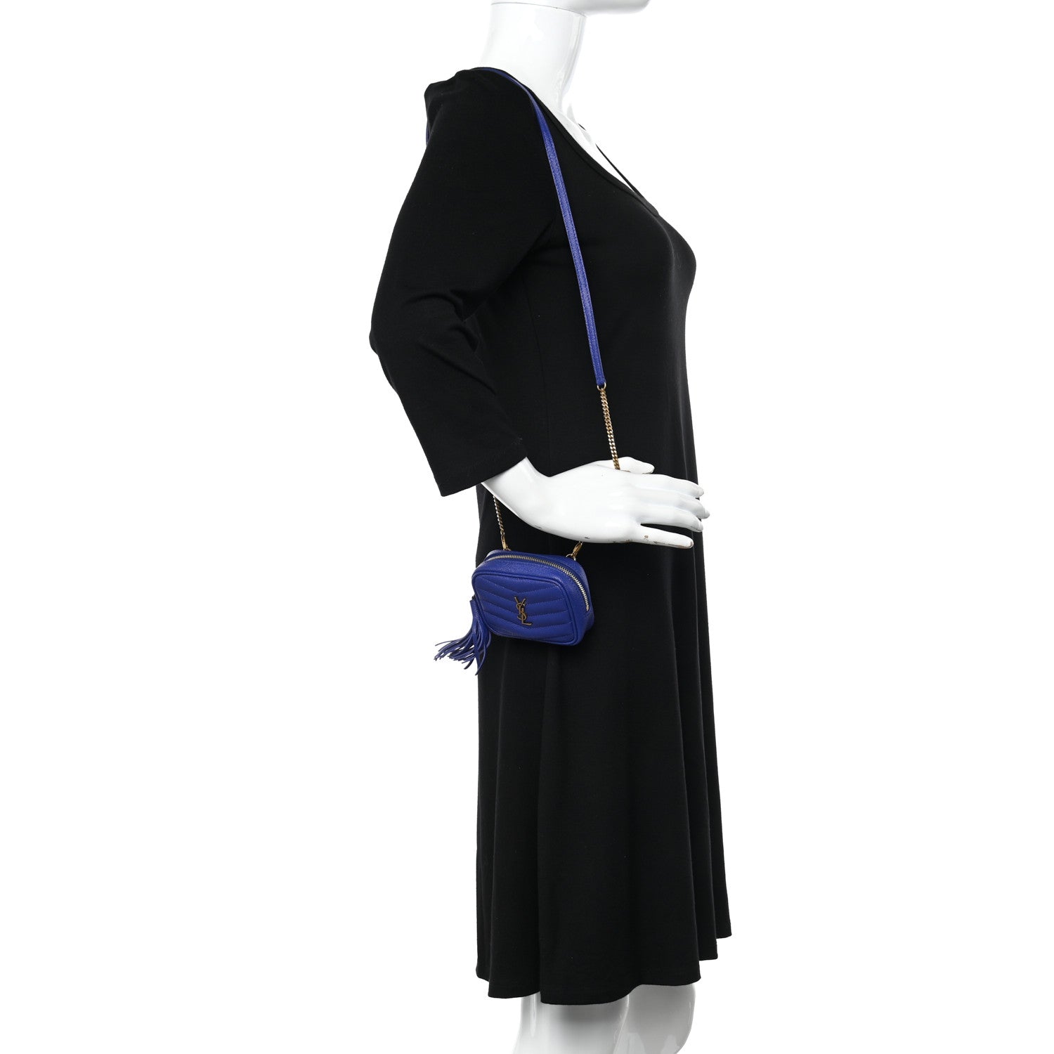 Saint Laurent Grain De Poudre Matelasse Monogram Baby Lou Camera Bag Sapphire Blue 3 of 10