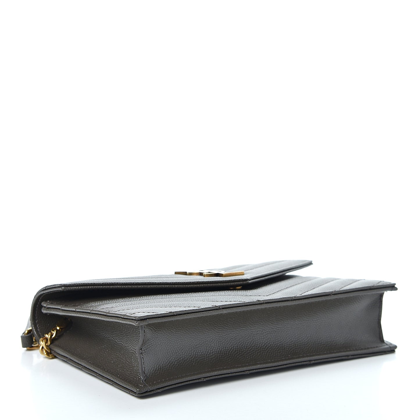 Grain De Poudre Matelasse Chevron Monogram Envelope Chain Wallet Pebble