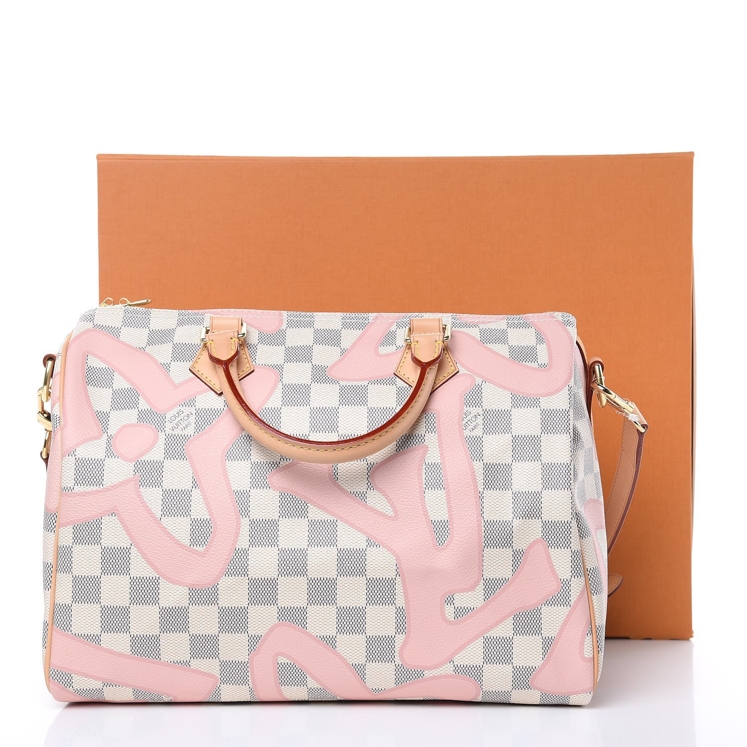 Louis Vuitton Damier Azur Tahitienne Speedy Bandouliere 30 Rose Ballerine 13 of 13