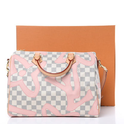 Louis Vuitton Damier Azur Tahitienne Speedy Bandouliere 30 Rose Ballerine 13 of 13