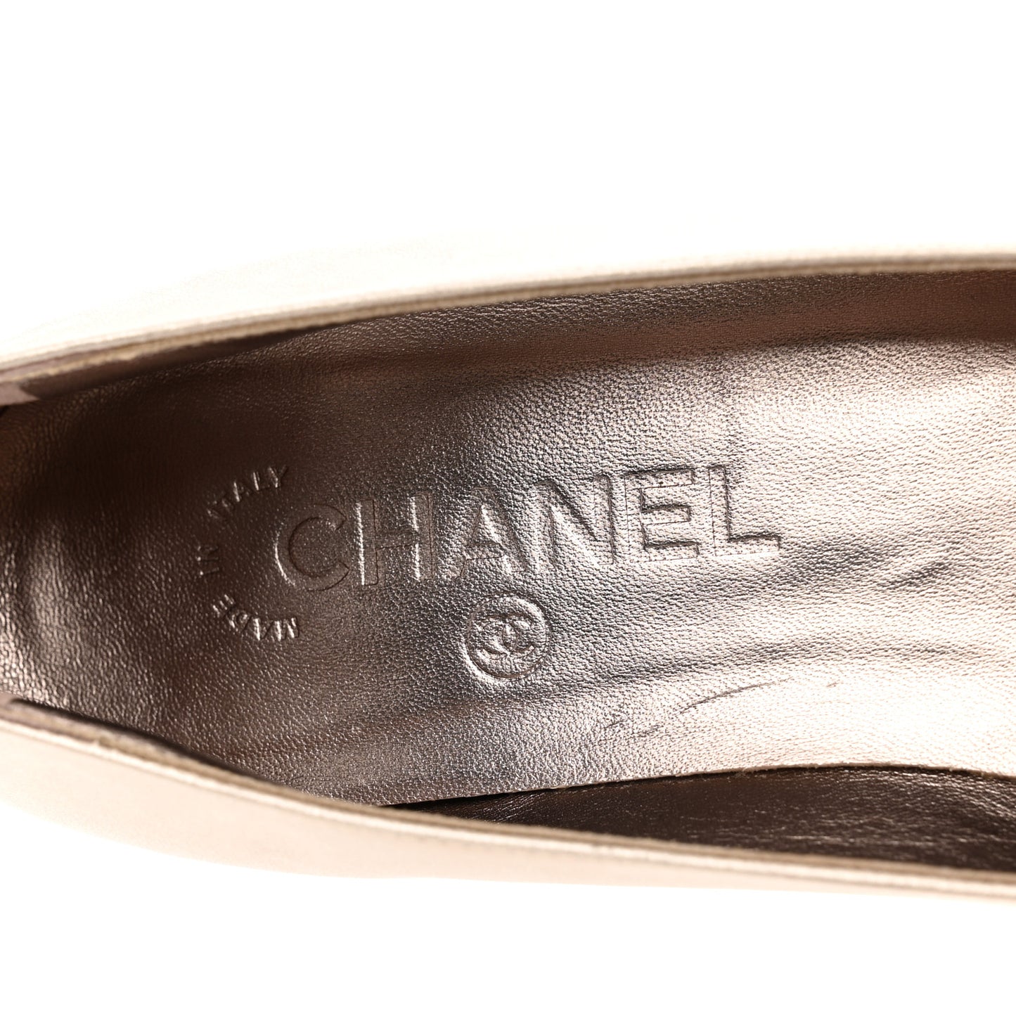 Laminated Lambskin Grosgrain Cap Toe CC Ballerina Flats 38.5 Copper Black