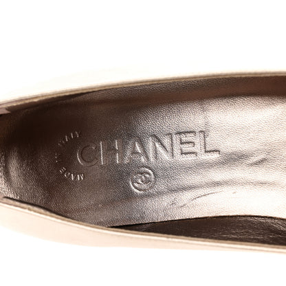 Chanel Laminated Lambskin Grosgrain Cap Toe CC Ballerina Flats 38.5 Copper Black 7 of 8