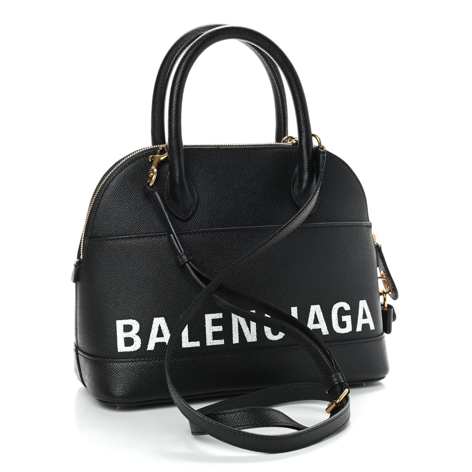Balenciaga Signature Grained Calfskin Logo S Ville Top Handle Bag Black 3 of 8