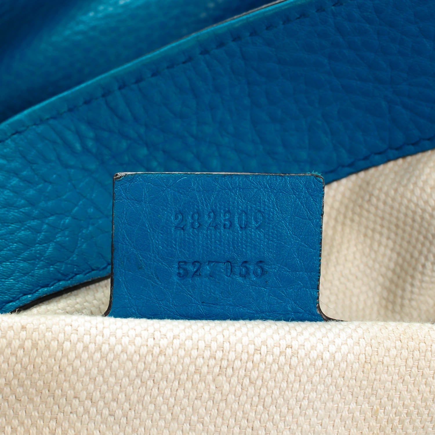 Gucci Pebbled Calfskin Medium Soho Shoulder Bag Riviera Blue 7 of 9