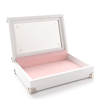 Louis Vuitton Calfskin Mirror Monogram Etched Jewelry Box Trunk White 6 of 12