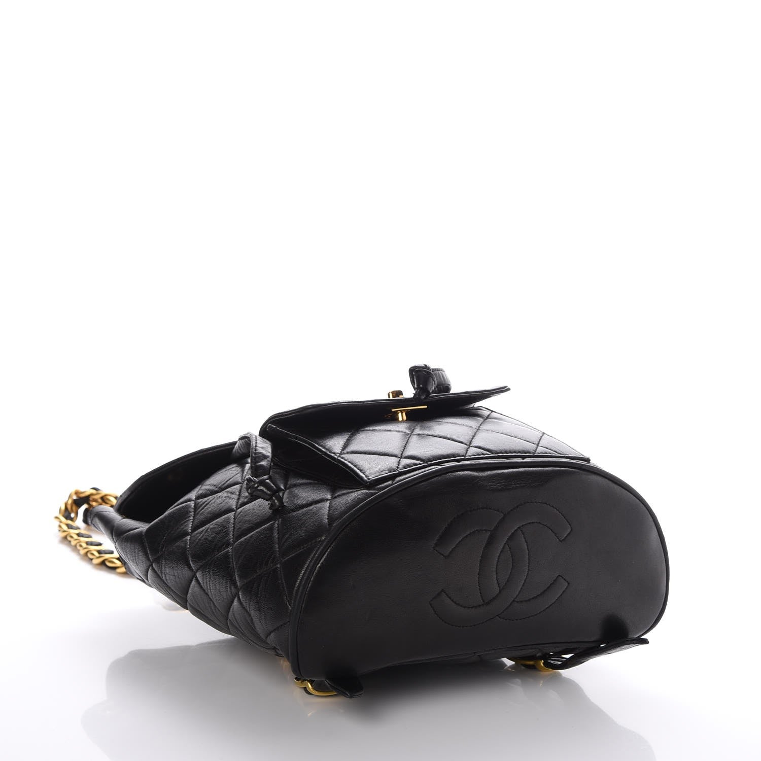 Chanel Lambskin Quilted Drawstring Backpack Black 4 of 7
