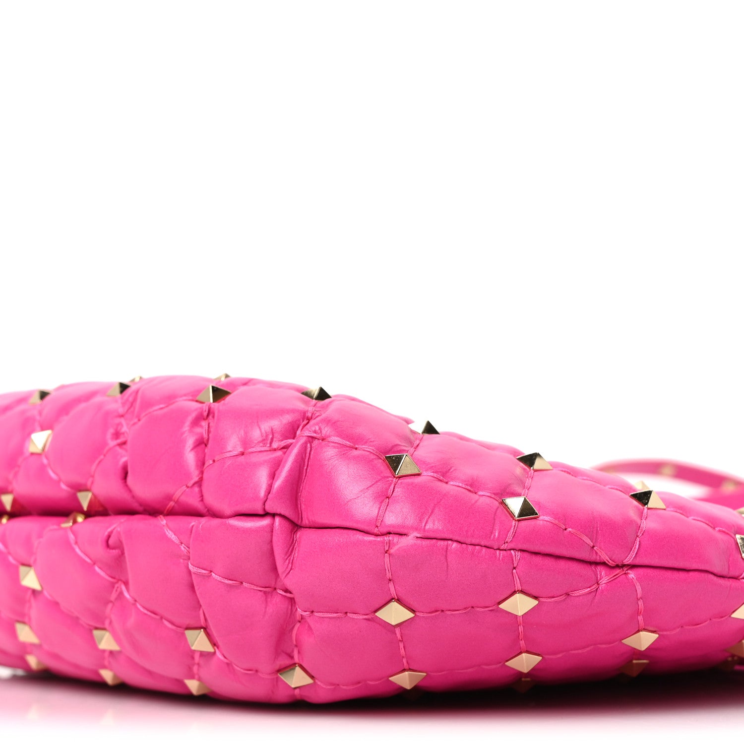 Valentino Garavani Nappa Small Rockstud Spike Hobo Fuxia 9 of 9