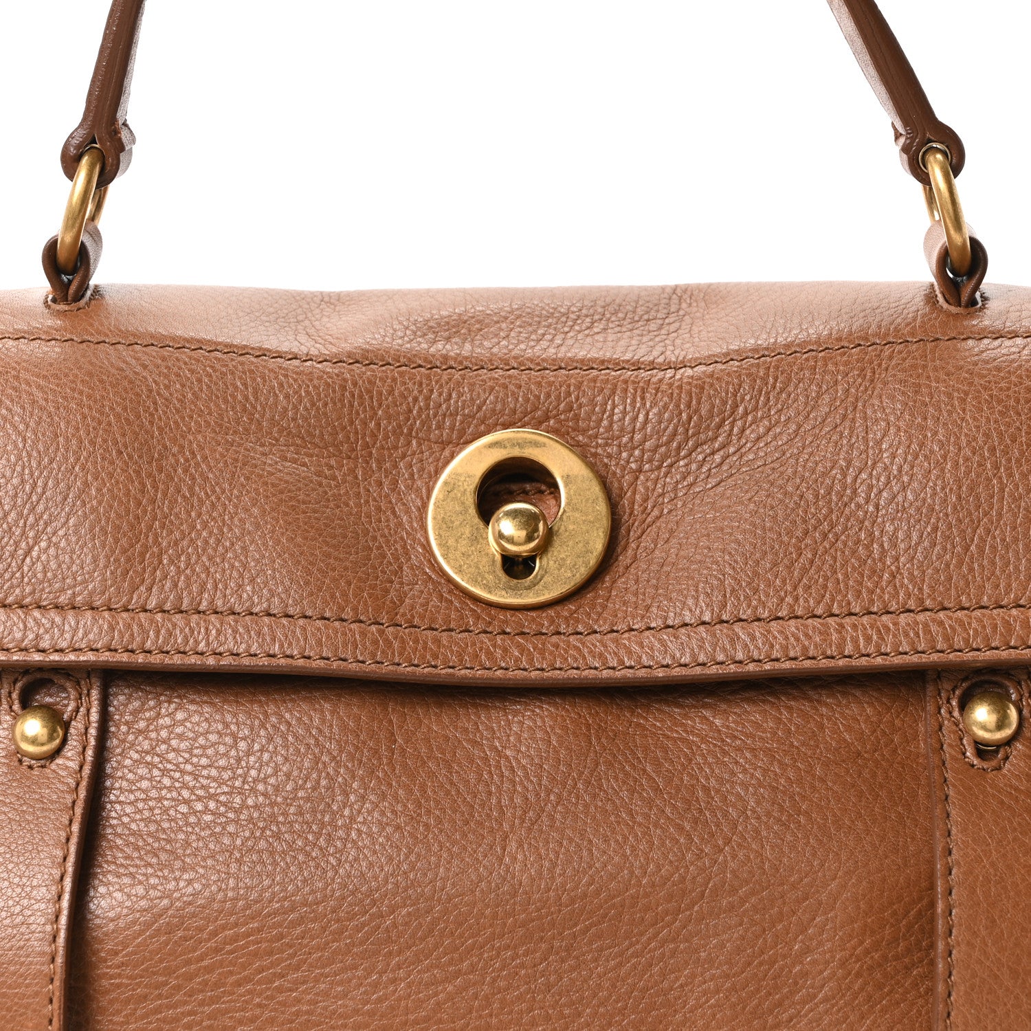Saint Laurent Calfskin Canvas Medium Muse Two Brown 7 of 9