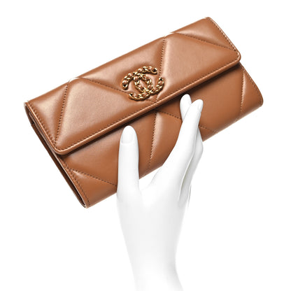 Chanel Lambskin Quilted Chanel 19 Flap Wallet Brown 2 of 9