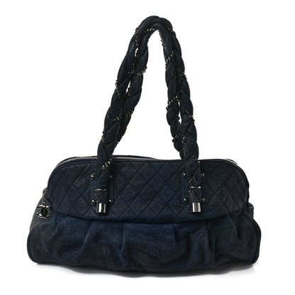 Chanel Distressed Lambskin Lady Braid Large Satchel Dark Blue 1 of 11
