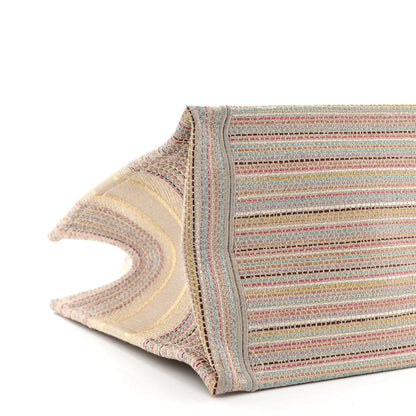 Christian Dior Canvas Embroidered Medium Stripes Book Tote Beige Multicolor 9 of 15
