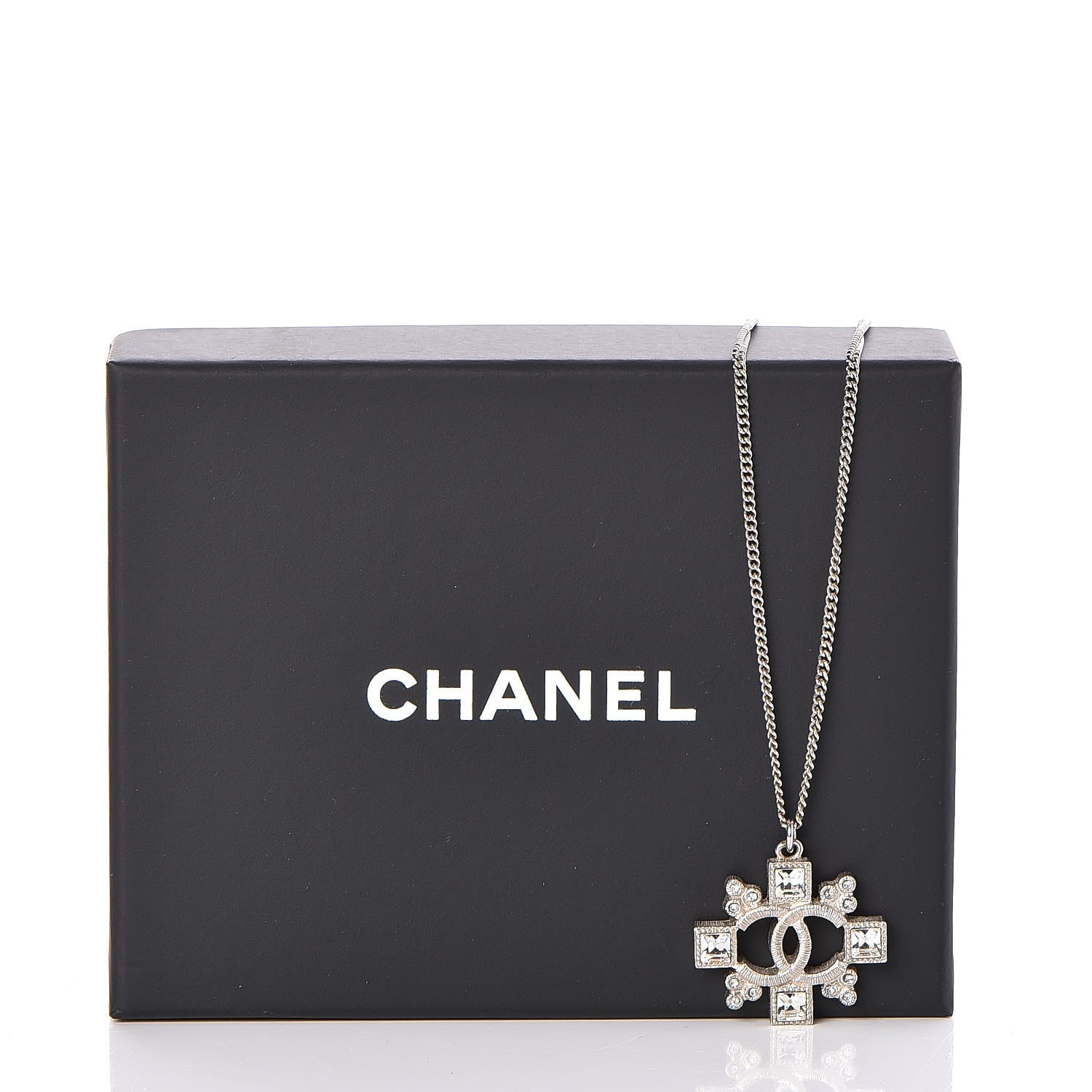 Chanel Crystal CC Necklace Silver 6 of 7