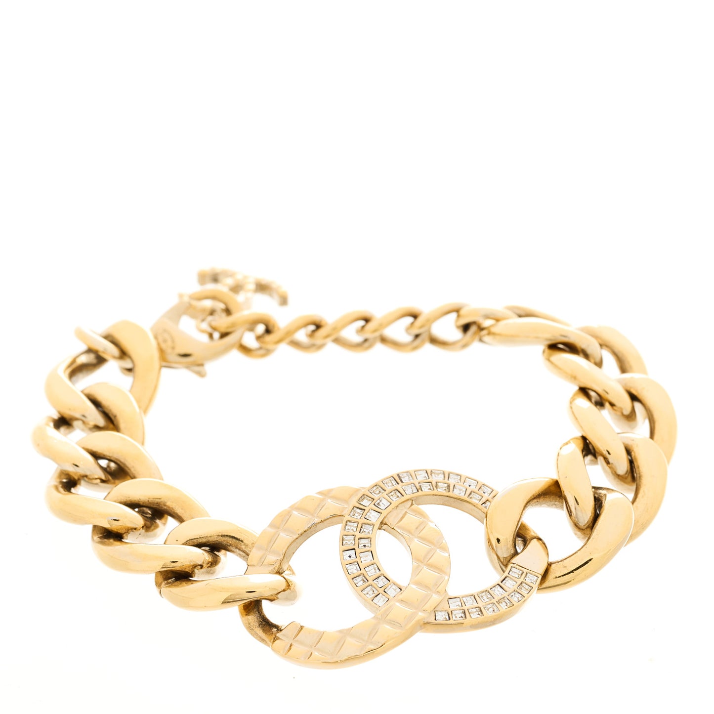 Crystal CC Link Chain Bracelet Gold
