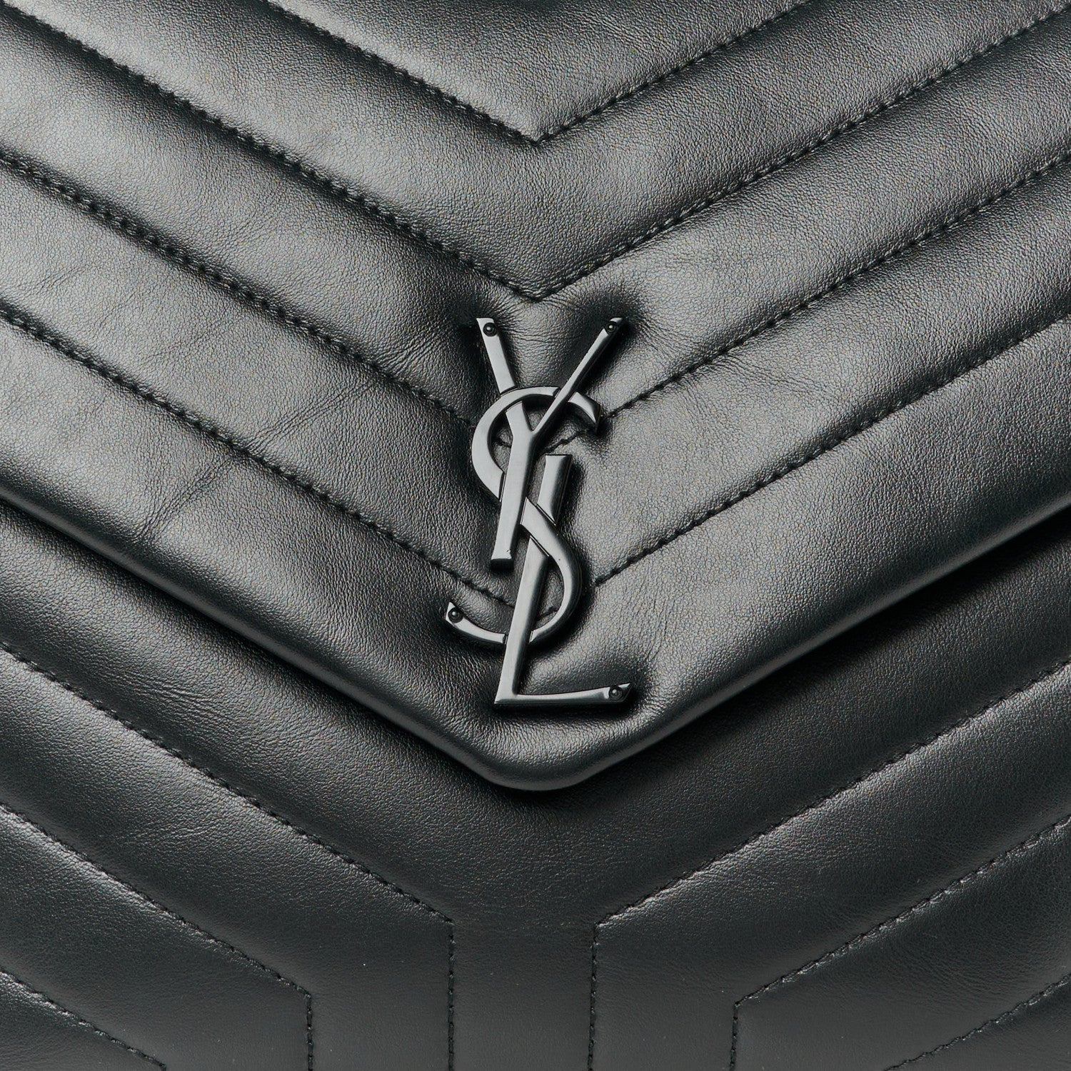 Saint Laurent Calfskin Y Quilted Monogram Monochrome Large Loulou Chain Satchel Black 9 of 11