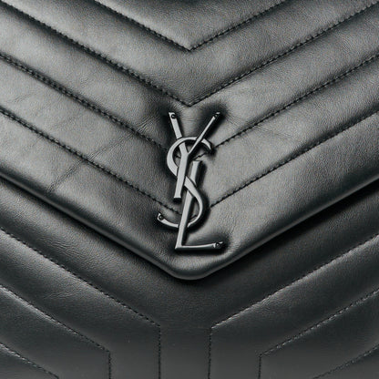 Saint Laurent Calfskin Y Quilted Monogram Monochrome Large Loulou Chain Satchel Black 9 of 11