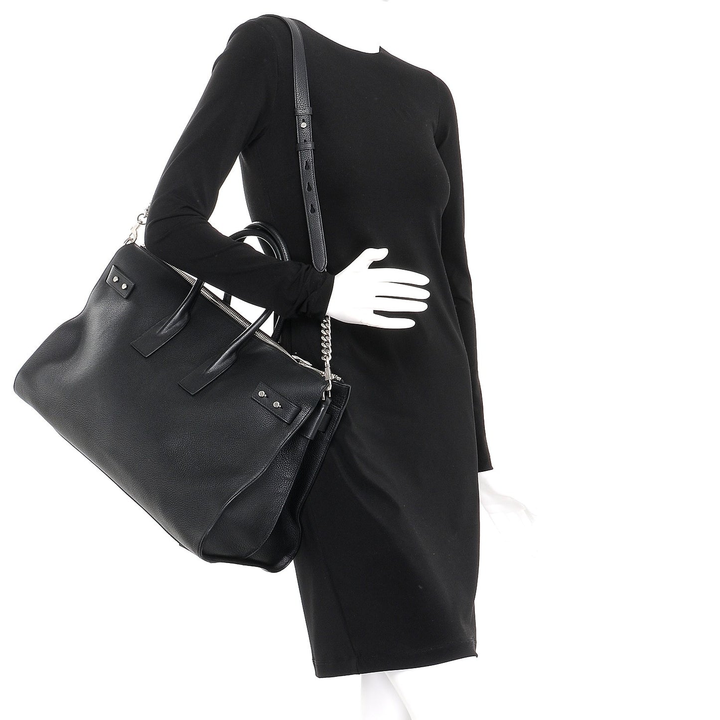 Grained Calfskin Medium Souple Sac De Jour Duffle Black