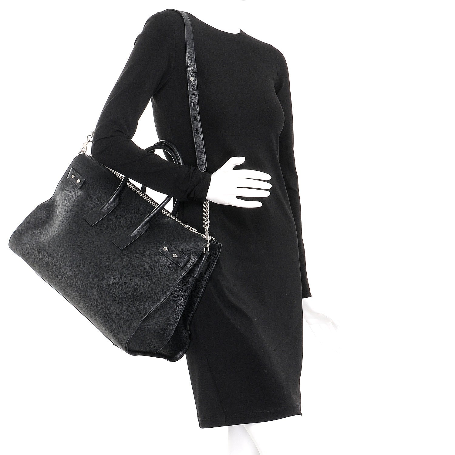 Saint Laurent Grained Calfskin Medium Souple Sac De Jour Duffle Black 2 of 8