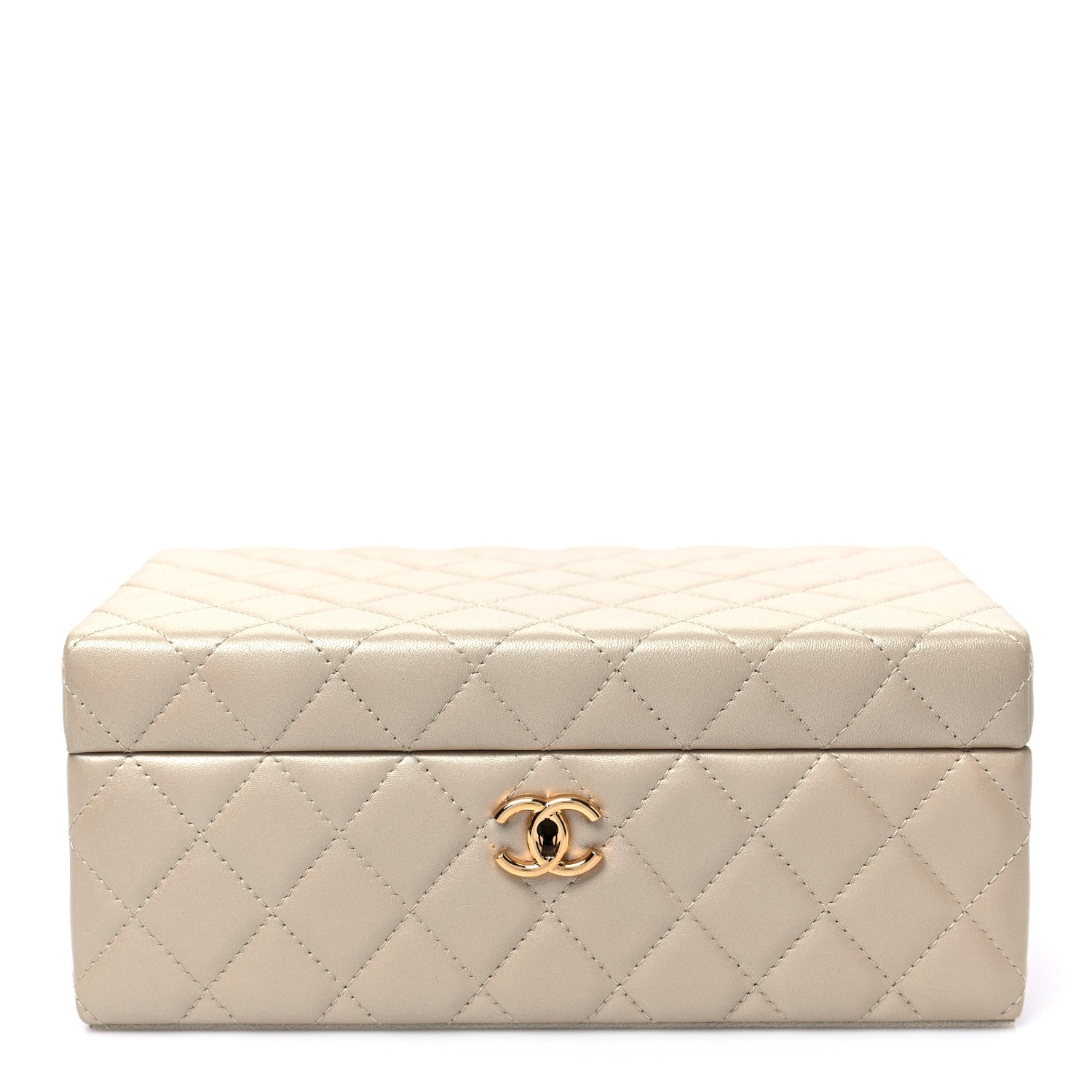 Chanel Iridescent Lambskin Quilted Jewelry Case Beige 1 of 8