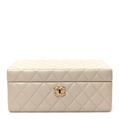 Chanel Iridescent Lambskin Quilted Jewelry Case Beige 1 of 8