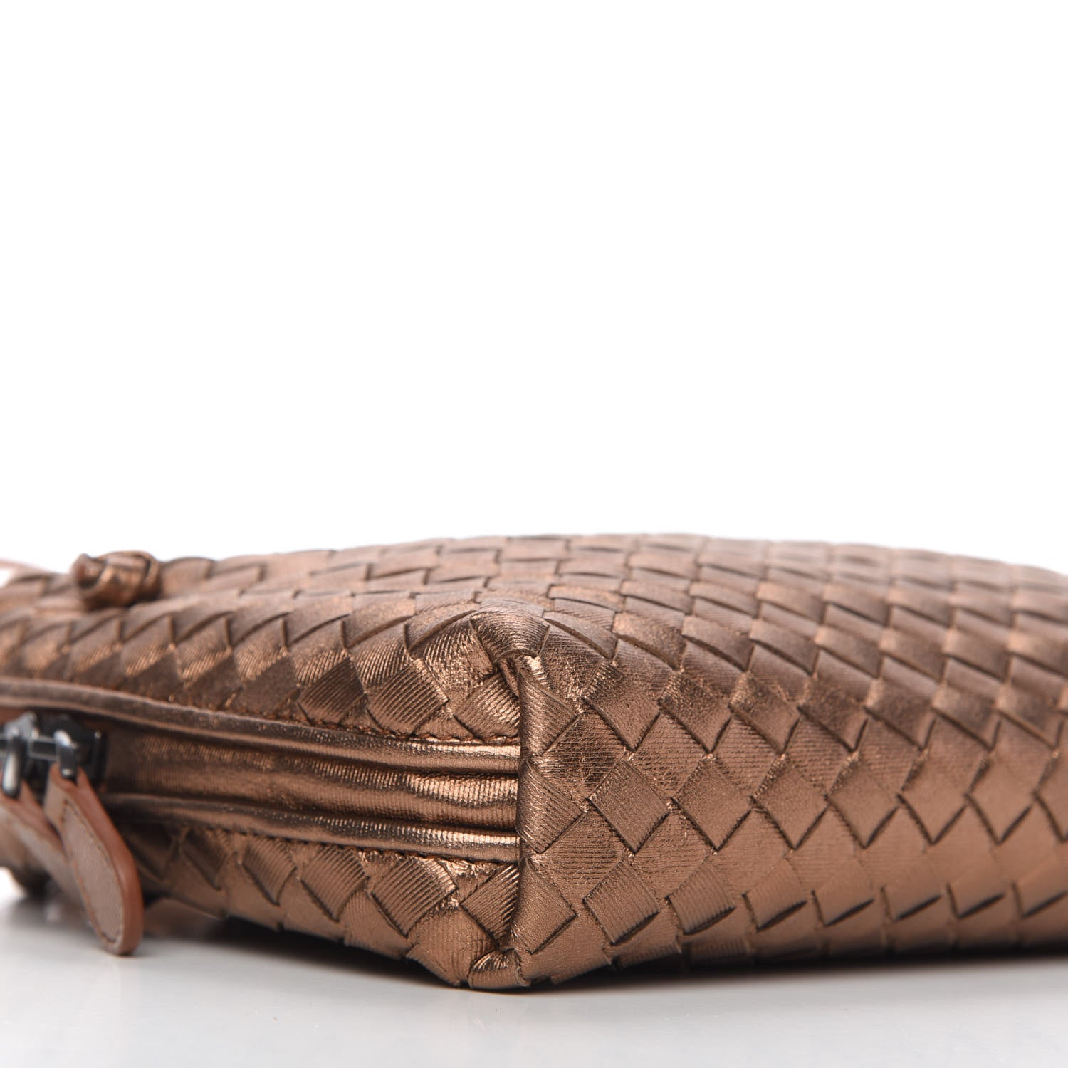 Bottega Veneta Metallic Grosgrain Intrecciato Nodini Crossbody Messenger Copper 6 of 10