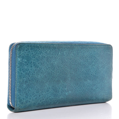 Balenciaga Agneau Giant 12 Silver Hardware Continental Zip Around Wallet Lagon 3 of 10