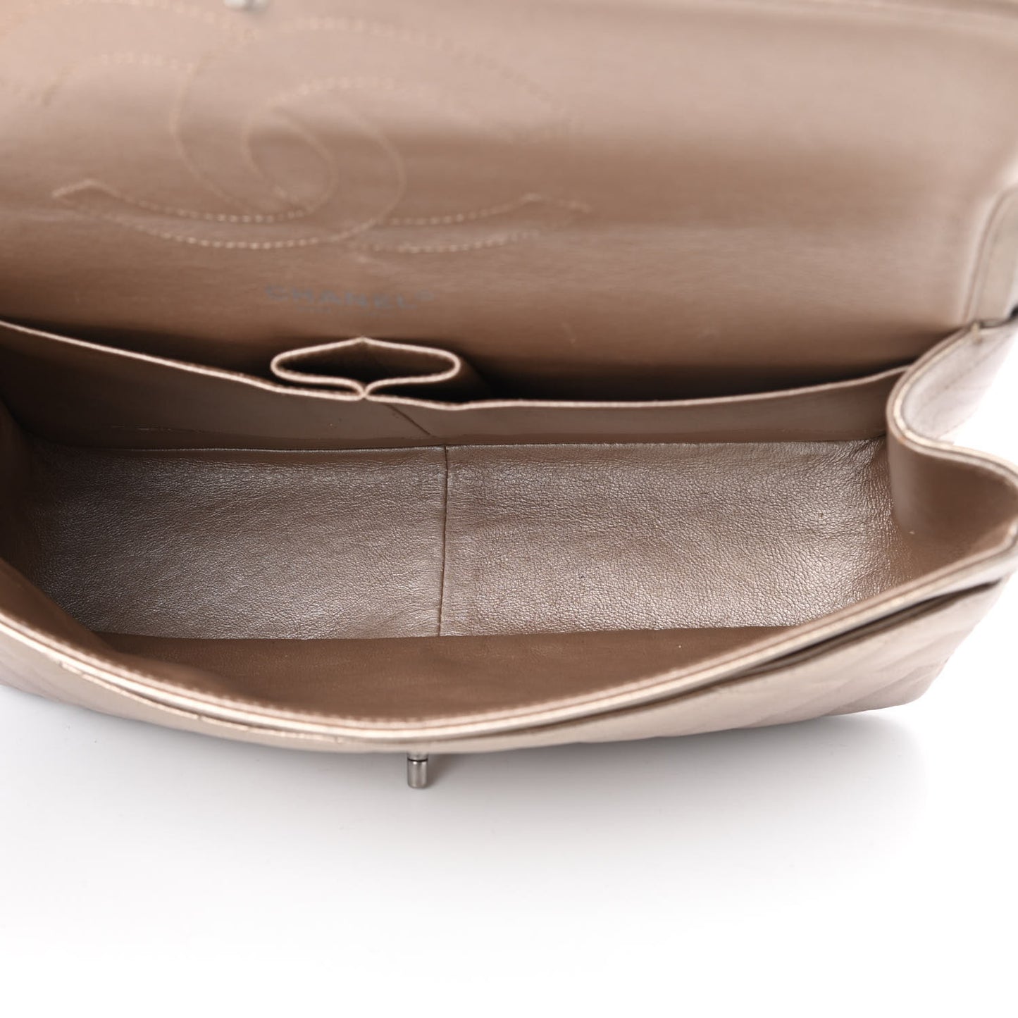 Metallic Lambskin Quilted Jumbo Double Flap Gold